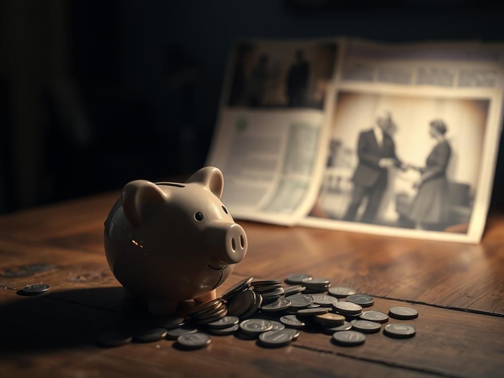 Flick International Close-up of a broken piggy bank with scattered coins symbolizing lost savings