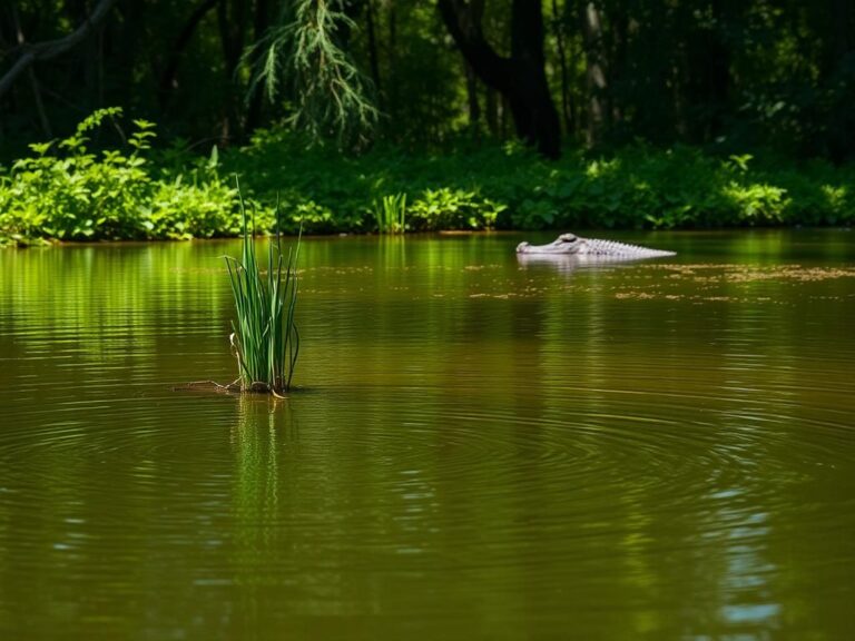 Flick International A serene Florida pond with a lurking alligator