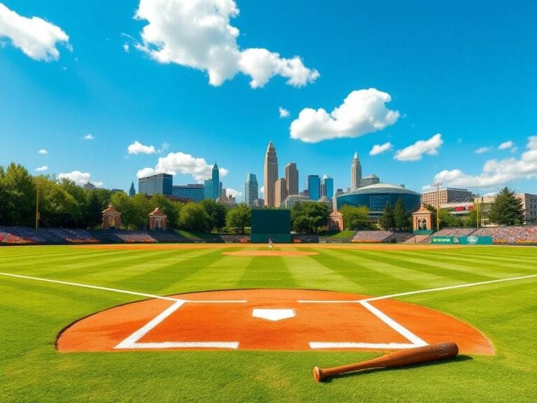 Flick International Vibrant baseball diamond in Atlanta with sunny skyline backdrop