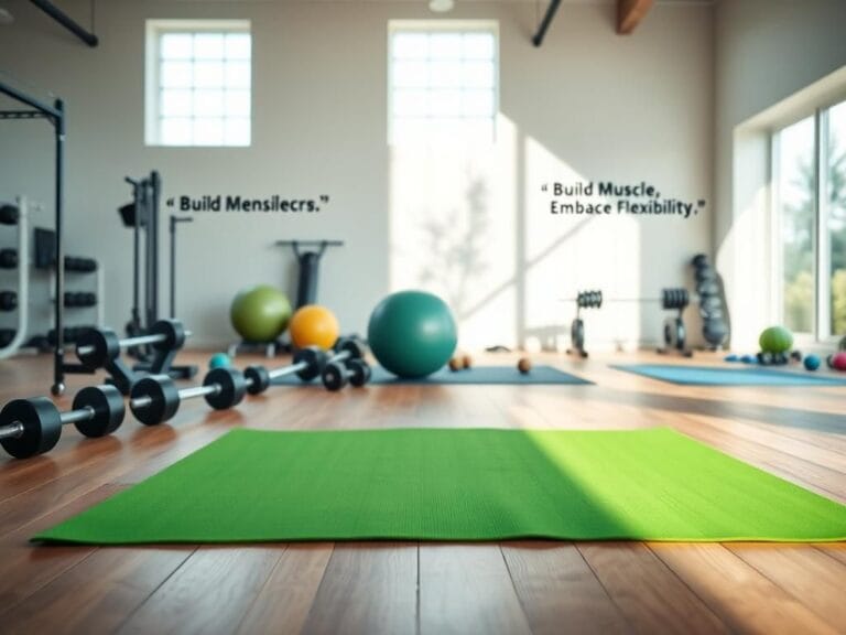 Flick International Spacious gym with workout equipment and a vibrant yoga mat