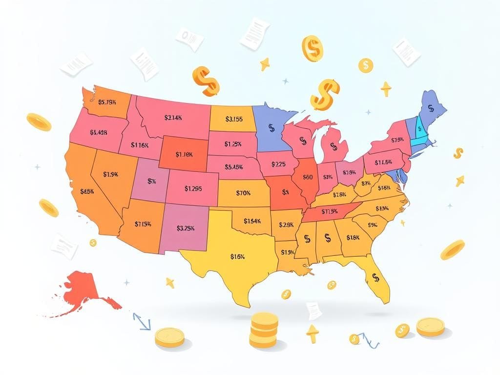 Flick International A vibrant, conceptual illustration of the United States map showing projected savings with dollar signs.
