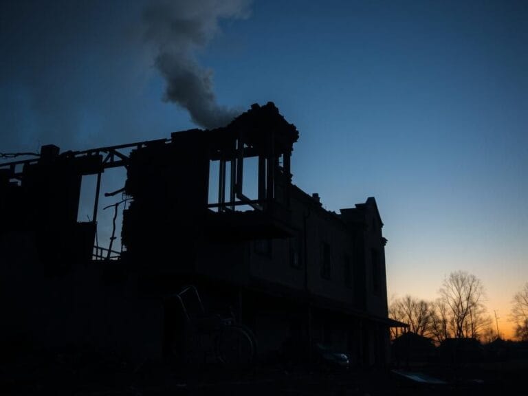 Flick International Charred remains of a burned-down nursing home after a fire incident in Massachusetts