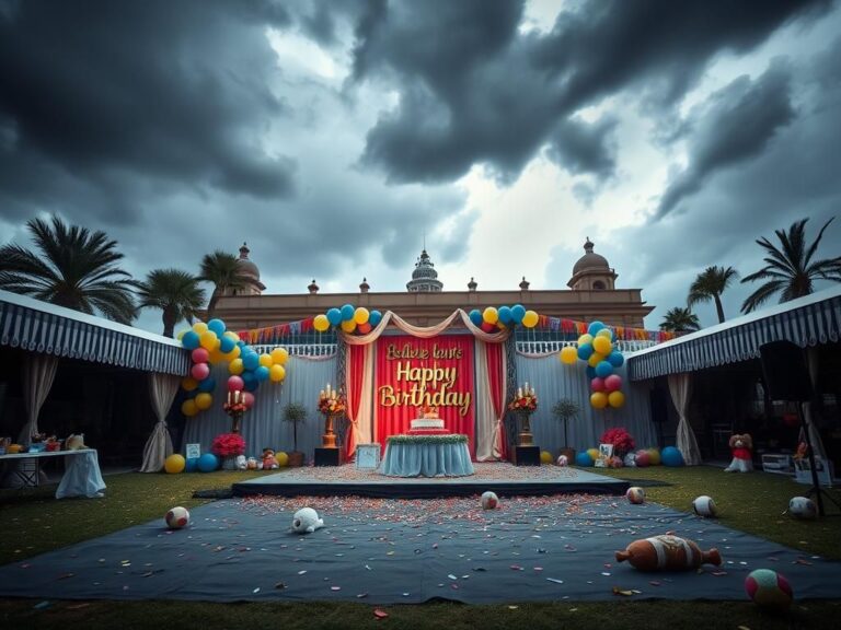 Flick International Lavishly decorated birthday party scene in Barcelona with colorful balloons and cake