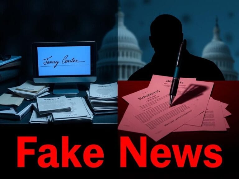 Flick International Conceptual image depicting a cluttered desk with a digital signature and a shadowy autopen device.