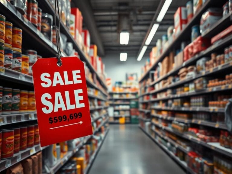 Flick International Dramatic retail store aisle showcasing inflated prices due to price gouging