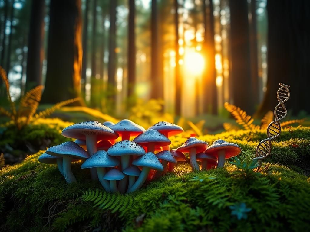 Flick International Vibrant clusters of psilocybin mushrooms surrounded by lush green moss in a serene forest setting