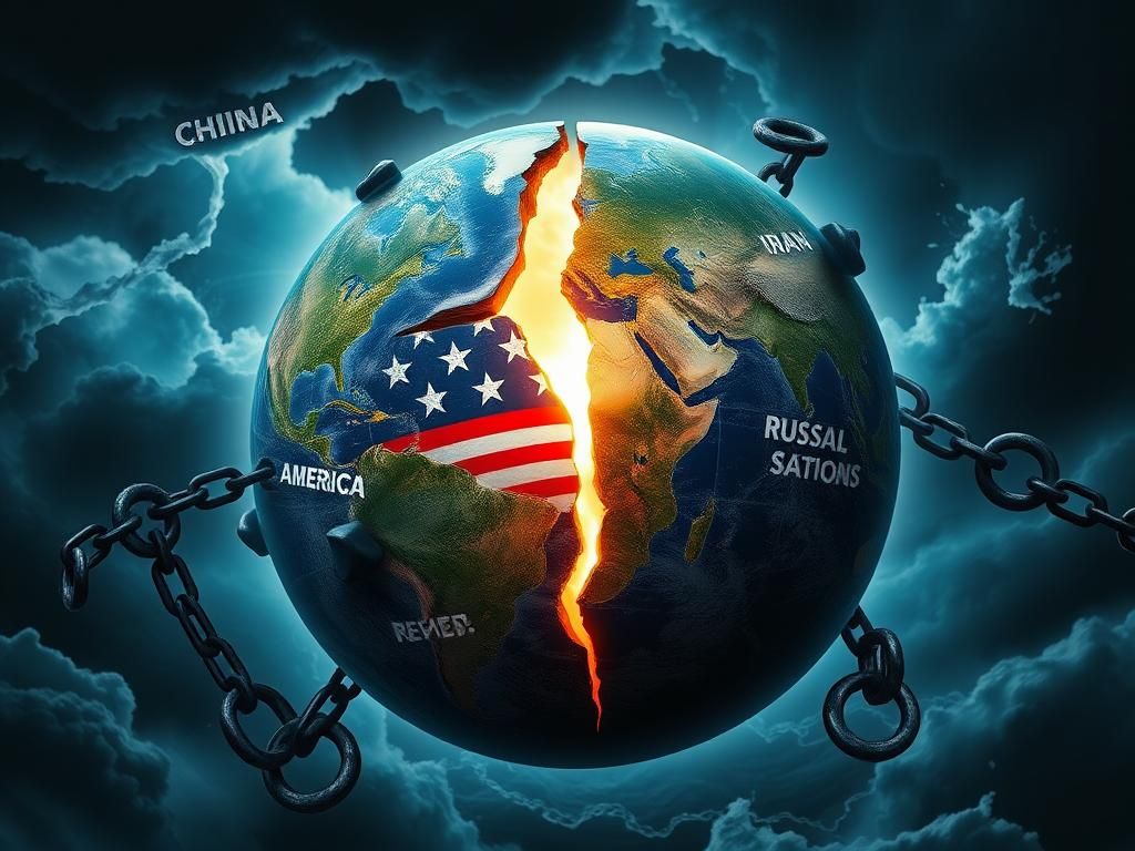 Flick International A fractured globe representing America's stability amidst global chaos