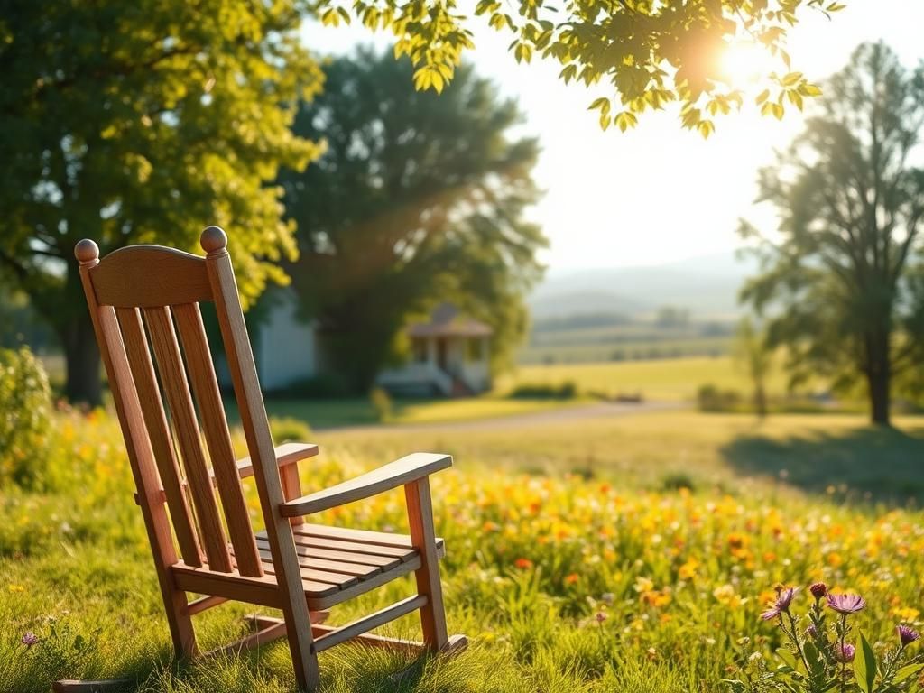 Flick International Serene country landscape with a rustic home and wildflowers symbolizing resilience and hope