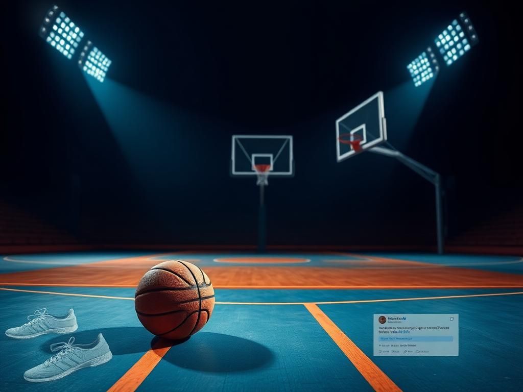 Flick International Worn basketball on a dramatic basketball court symbolizing rivalry and tension