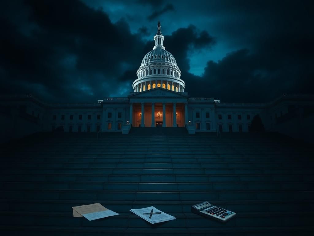 Flick International U.S. Capitol building at night with grand staircase and illuminated dome