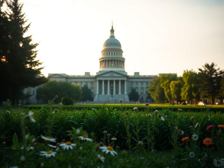 Flick International Serene view of the Minnesota State Capitol building under soft clouds