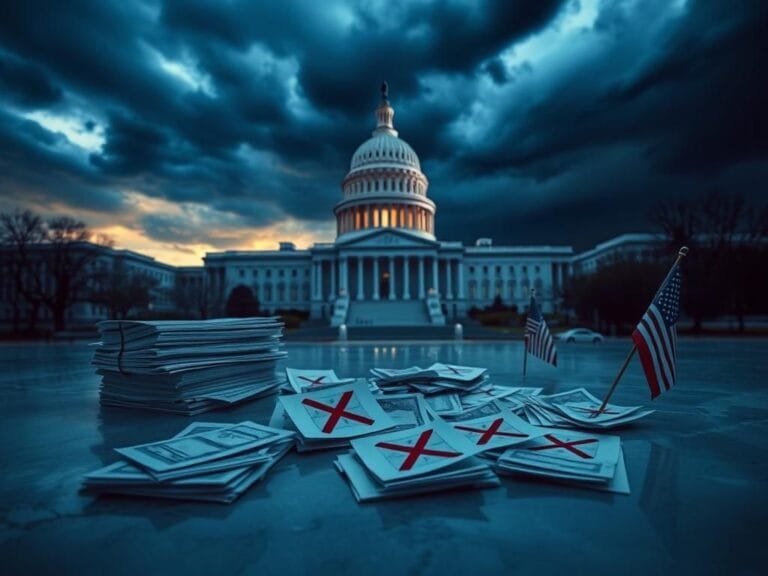 Flick International U.S. Capitol building at dawn with stormy skies symbolizing political tension