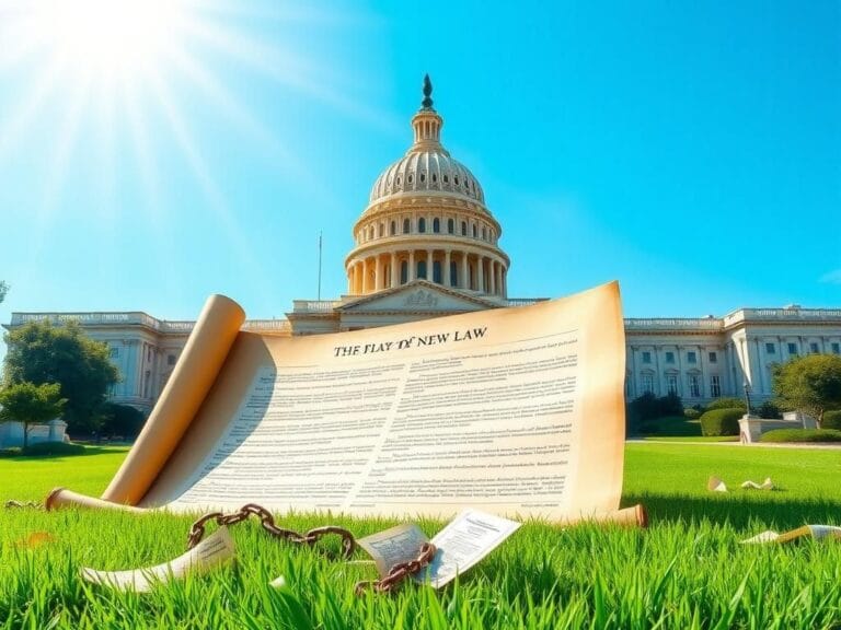 Flick International Ornate Capitol building with a scroll of tax law on green grass symbolizes U.S. tax reform