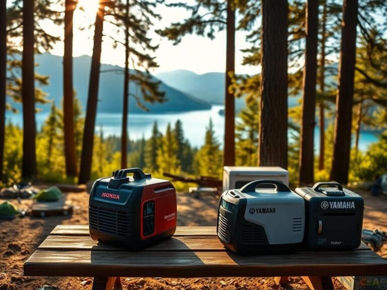 Flick International A serene campsite showcasing Honda and Anker generators under warm sunlight