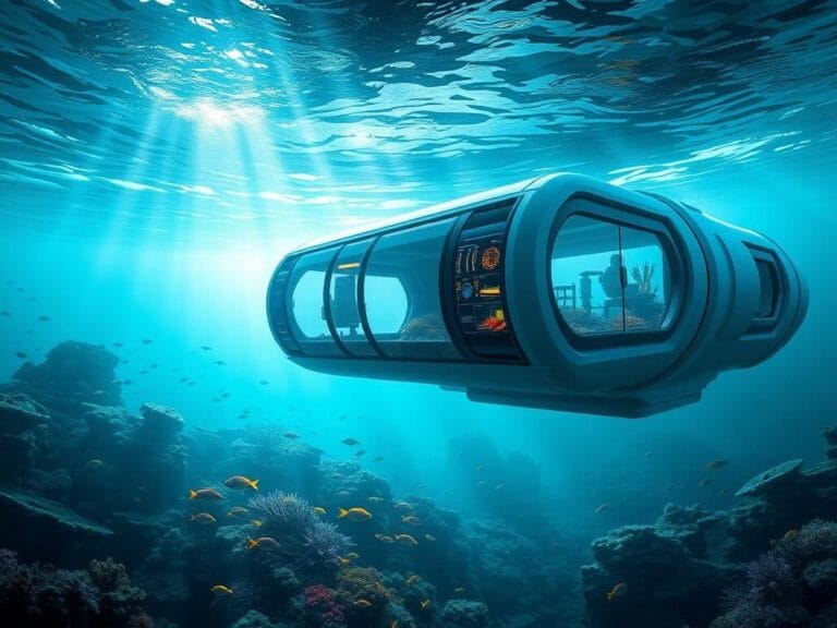 Flick International A serene underwater habitat showcasing vibrant marine life and futuristic design elements.