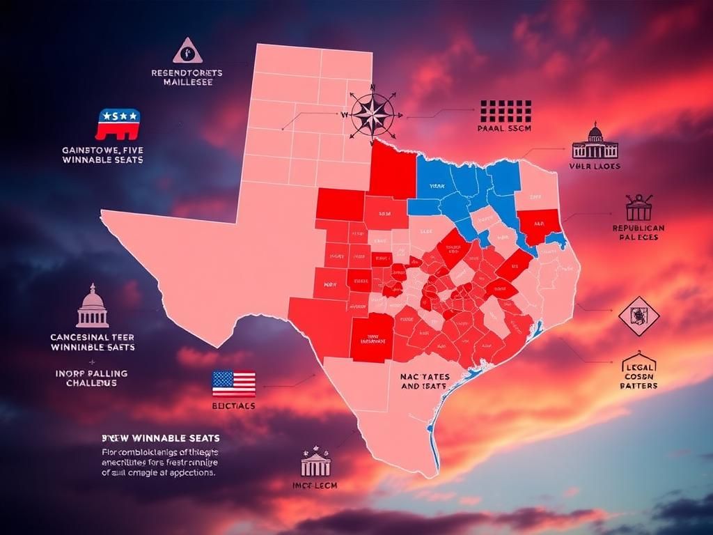 Flick International Detailed map of Texas with highlighted congressional districts for strategic redistricting