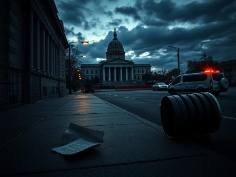 Flick International Urban street scene at dusk depicting chaos and neglect related to immigration issues