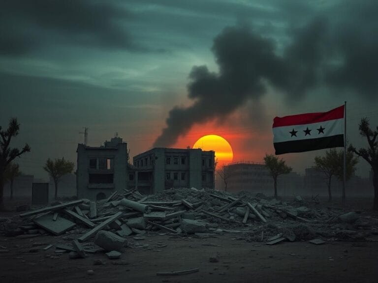 Flick International Aftermath of an Israeli airstrike in Damascus, depicting destruction and urgency