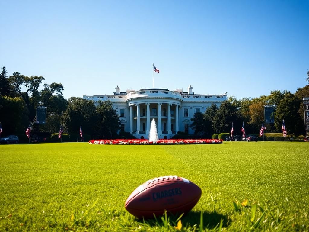 Flick International A grand view of the White House with lush green lawns and iconic columns