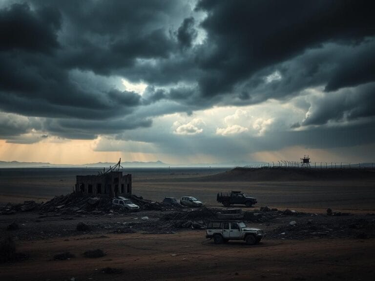 Flick International A desolate Syrian landscape depicting destruction from military strikes