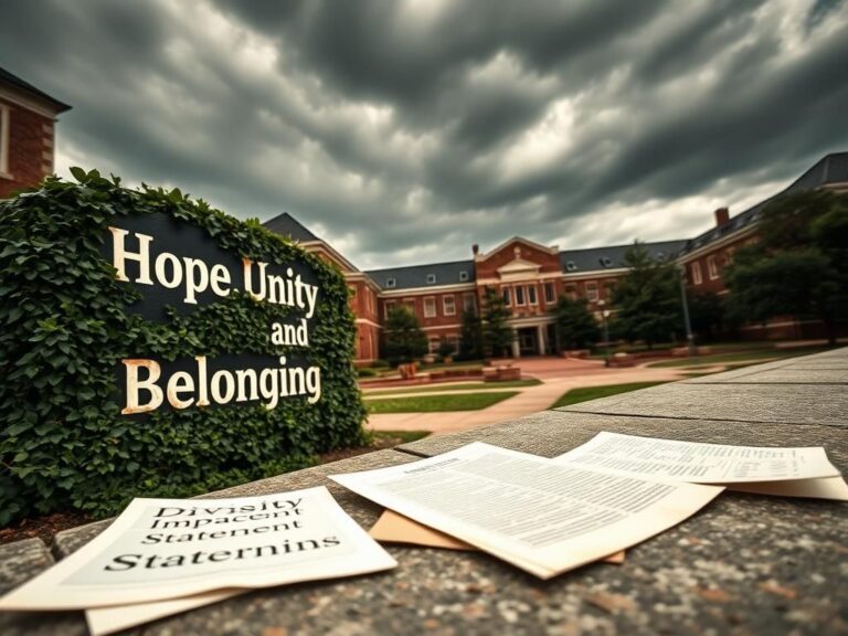 Flick International Close-up view of a university campus featuring a blend of traditional red-brick buildings and modern architecture under a dramatic, cloudy sky