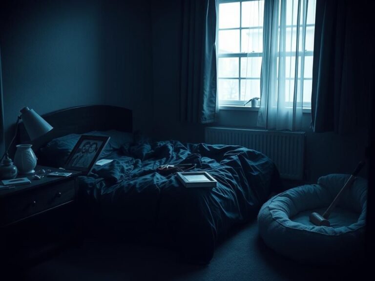 Flick International dimly lit bedroom scene depicting tension and unease after a violent crime