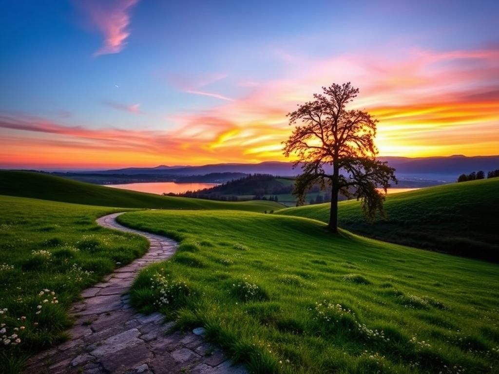 Flick International Serene Slovenian countryside at sunset symbolizing peace and dignity