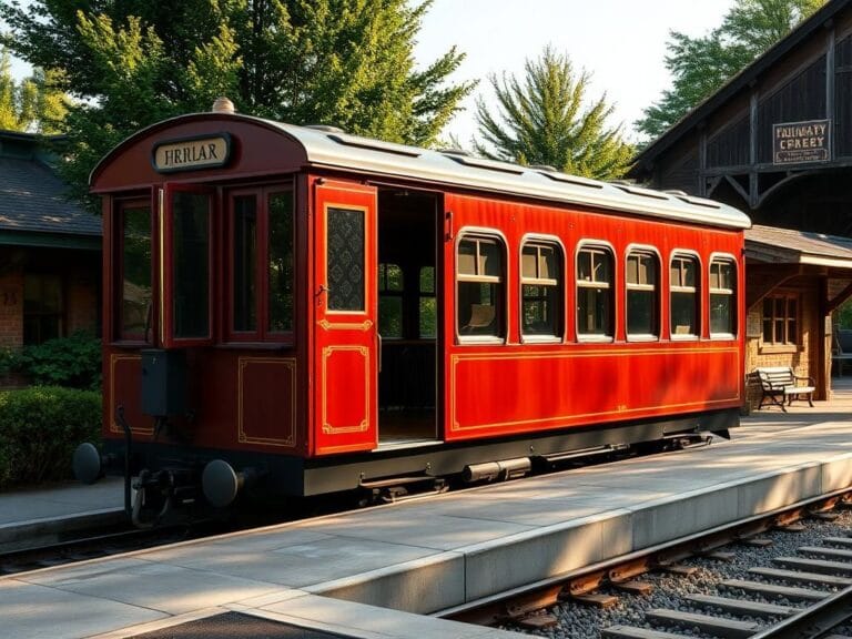 Flick International A beautifully restored vintage 1895 railway carriage set against a decommissioned railway station