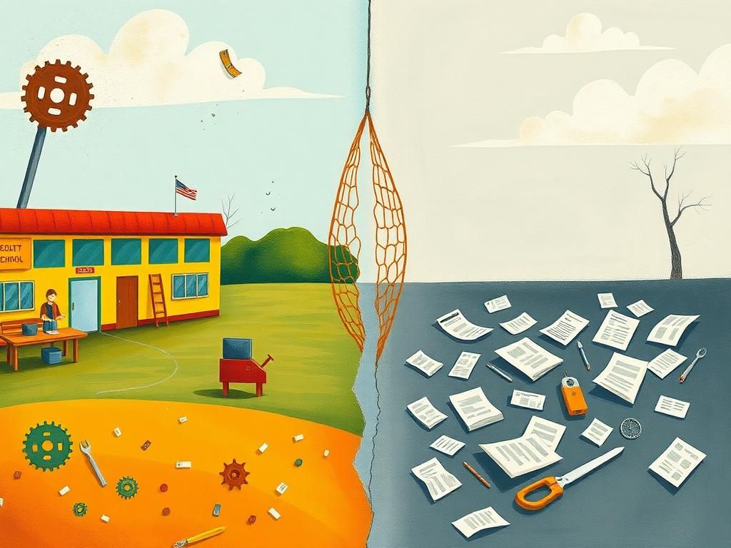 Flick International Abstract representation of the political divide over Medicaid work requirements