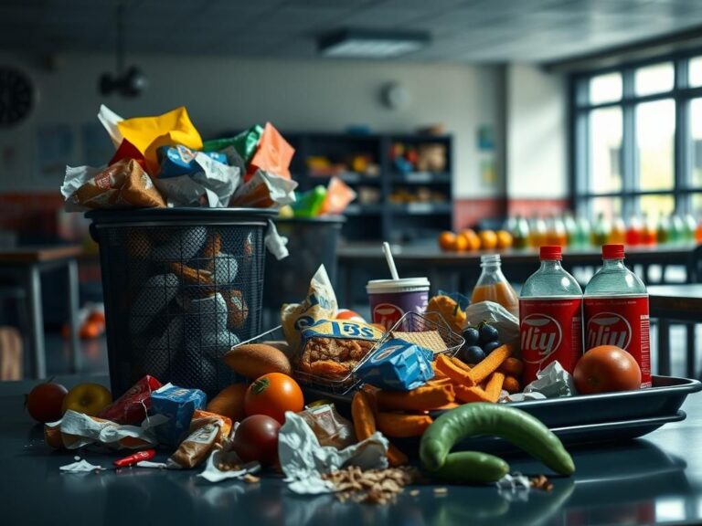 Flick International A stressed-out school cafeteria setting with unhealthy food options on a tray