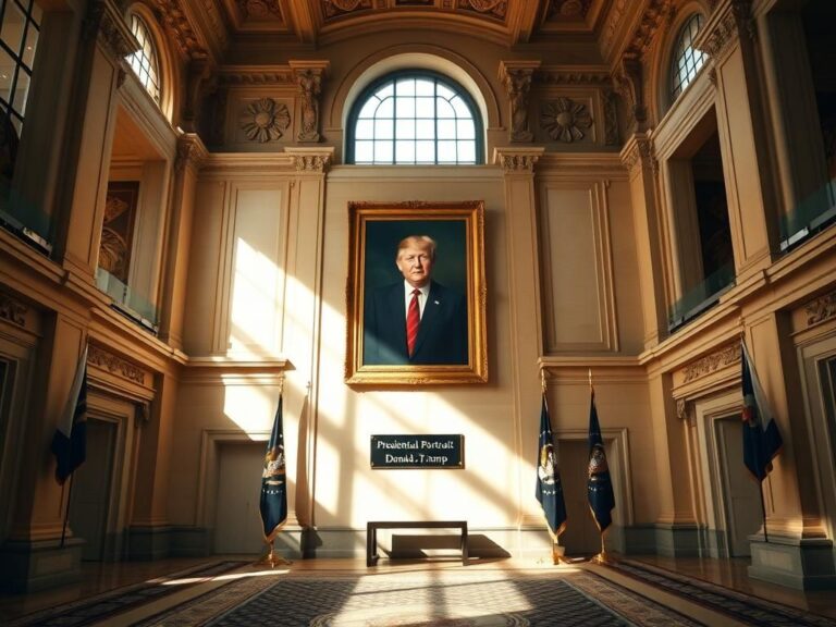Flick International Interior view of the Colorado State Capitol showcasing the newly installed presidential portrait of Donald Trump