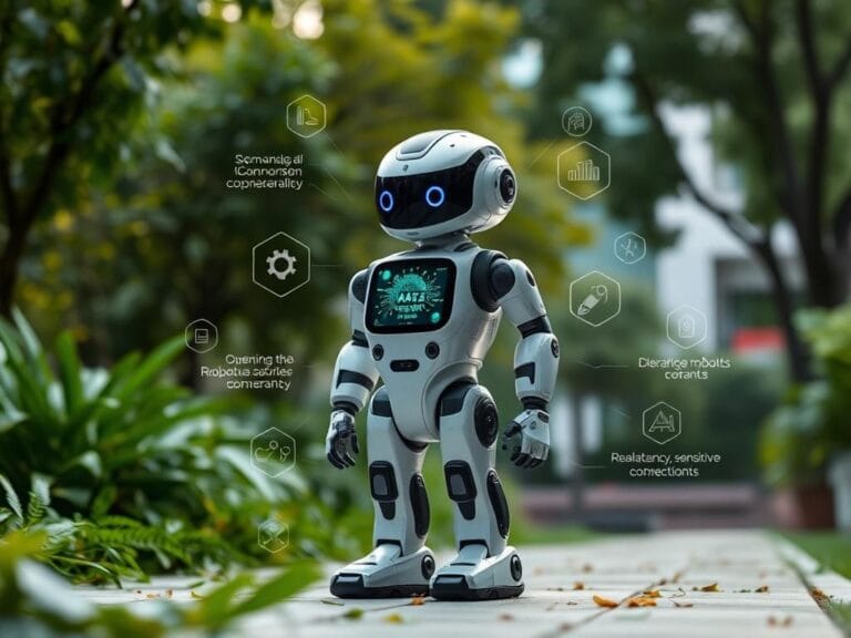 Flick International Futuristic robot with illuminated interface in a natural environment