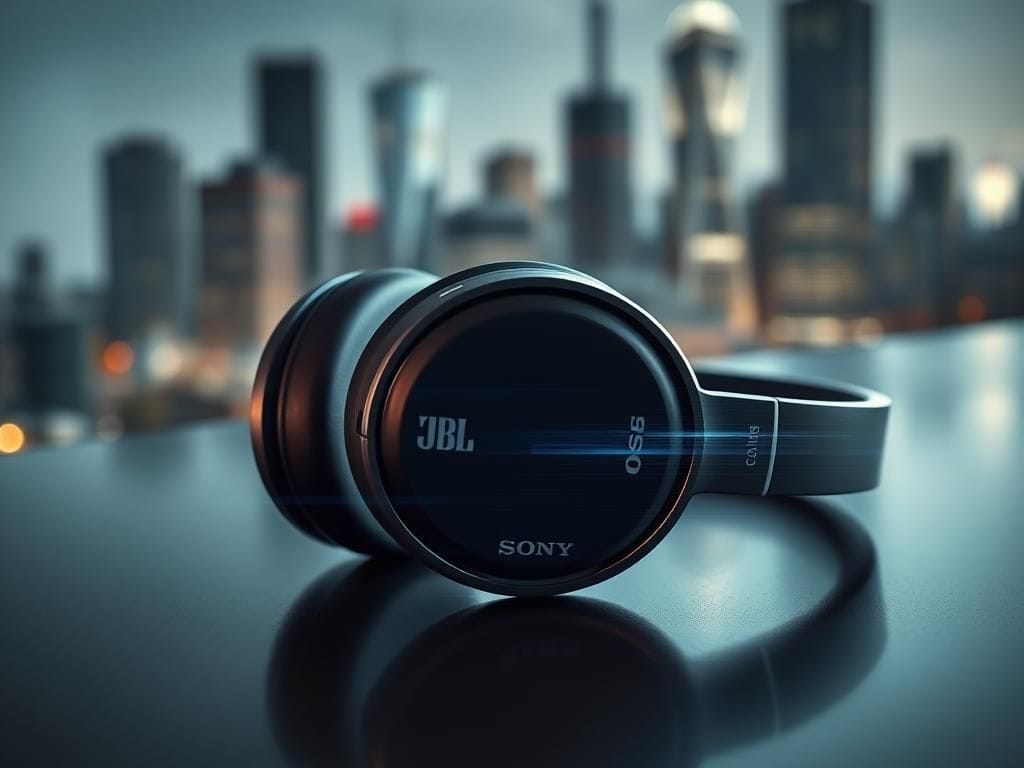 Flick International Close-up view of premium Bluetooth headphones on a dark surface