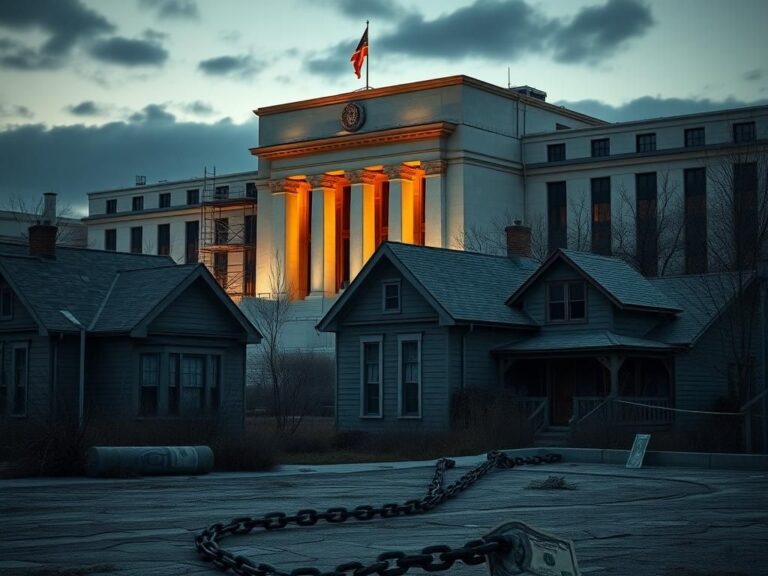 Flick International Urban landscape showcasing the Federal Reserve building undergoing renovations alongside neglected housing structures