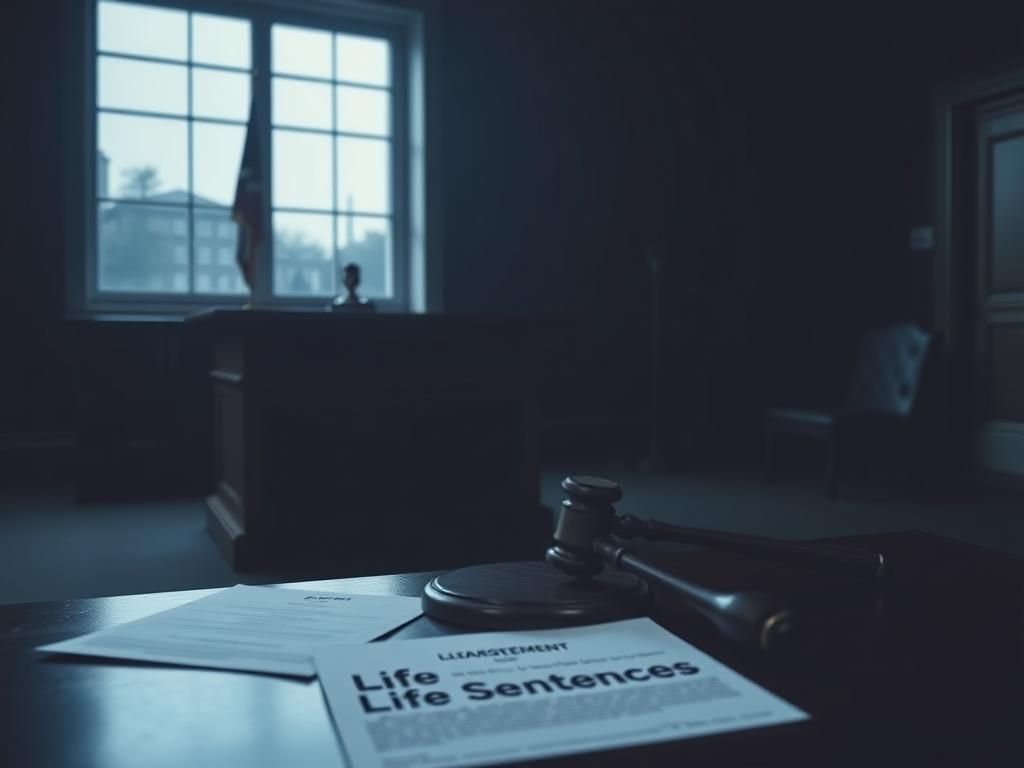 Flick International A somber courtroom interior with an empty chair for the accused, symbolizing justice and reflection on the Idaho murders case.
