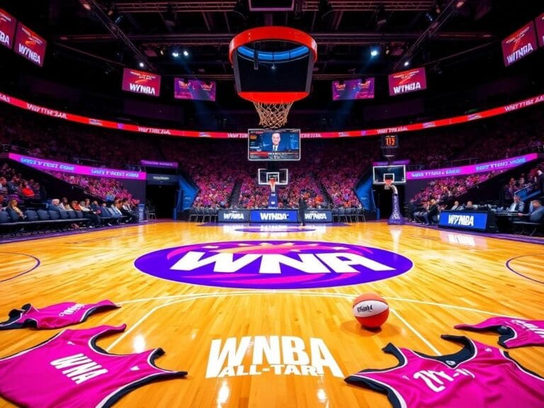 Flick International Vibrant basketball court during WNBA All-Star Game highlighting colorful jerseys and bright atmosphere