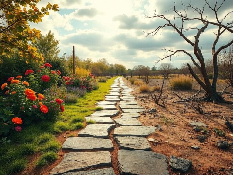 Flick International A serene landscape split by a metaphorical divide illustrating community and isolation