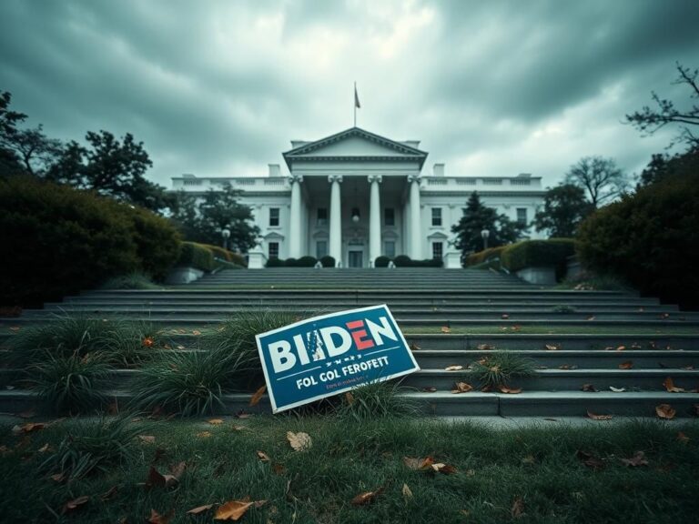 Flick International Empty steps of the White House with a discarded Joe Biden campaign sign