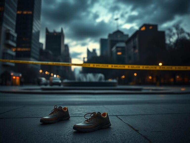 Flick International Abandoned shoes on city pavement signaling a recent struggle