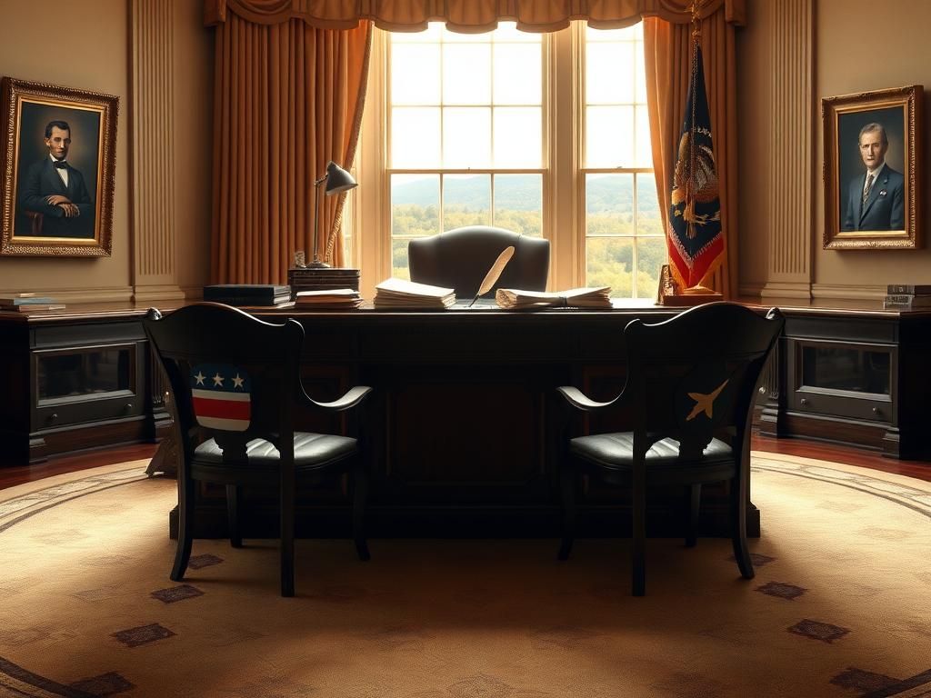 Flick International Interior of a grand presidential office symbolizing leadership and governance