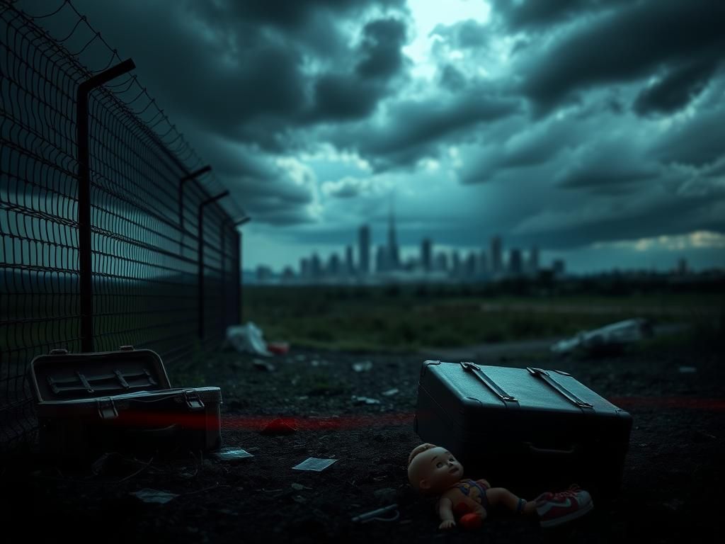 Flick International A stark barbed wire fence symbolizing border security against a blurred city skyline representing opportunity.