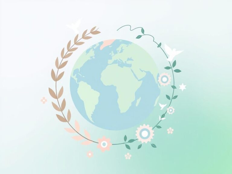 Flick International Abstract globe symbolizing peace and gender equality in soft pastel colors