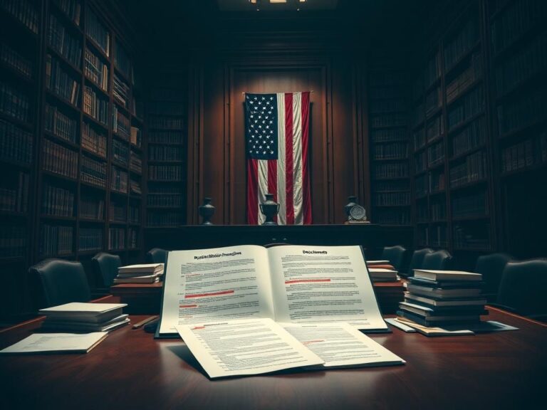 Flick International A dramatic courtroom setting with declassified documents on the Russia collusion investigation