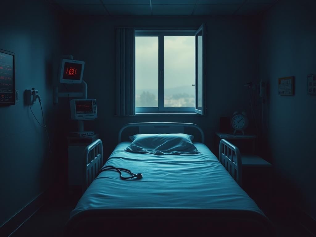 Flick International A contemplative hospital room with an empty bed and medical equipment highlighting the organ donation dilemma