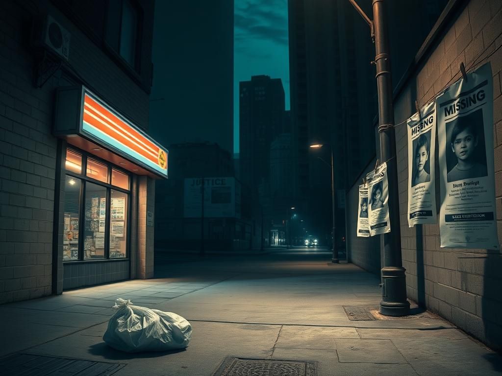 Flick International Desolate urban alleyway with convenience store reflecting mystery of Etan Patz case