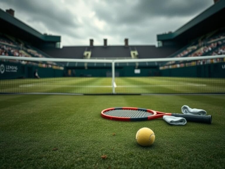 Flick International An empty Wimbledon grass court with a single discarded tennis ball symbolizing disappointment