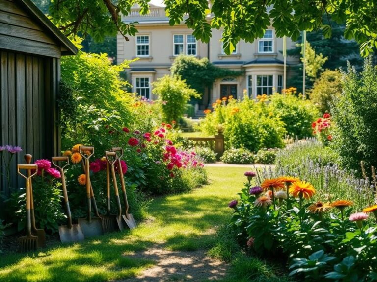 Flick International Lush garden at Highgrove House with empty gardening tools symbolizing staff turnover