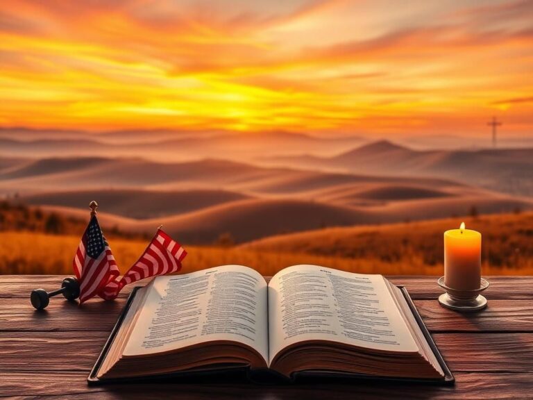 Flick International Open Bible on a wooden table with a golden hour sky in the background symbolizing faith and unity