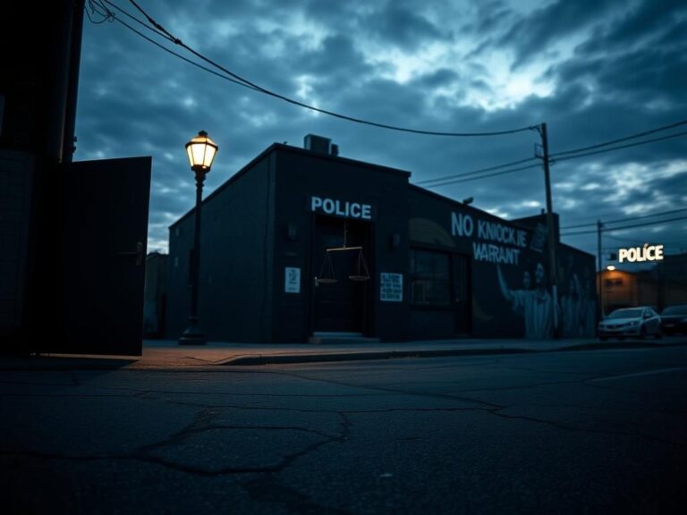 Flick International Twilight urban landscape showcasing a closed police station with a flickering streetlight