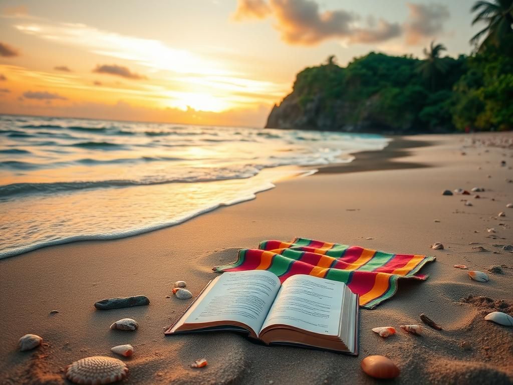 Flick International Serene beach scene at Playa Grande de Cocles in Costa Rica with waves and beach towel